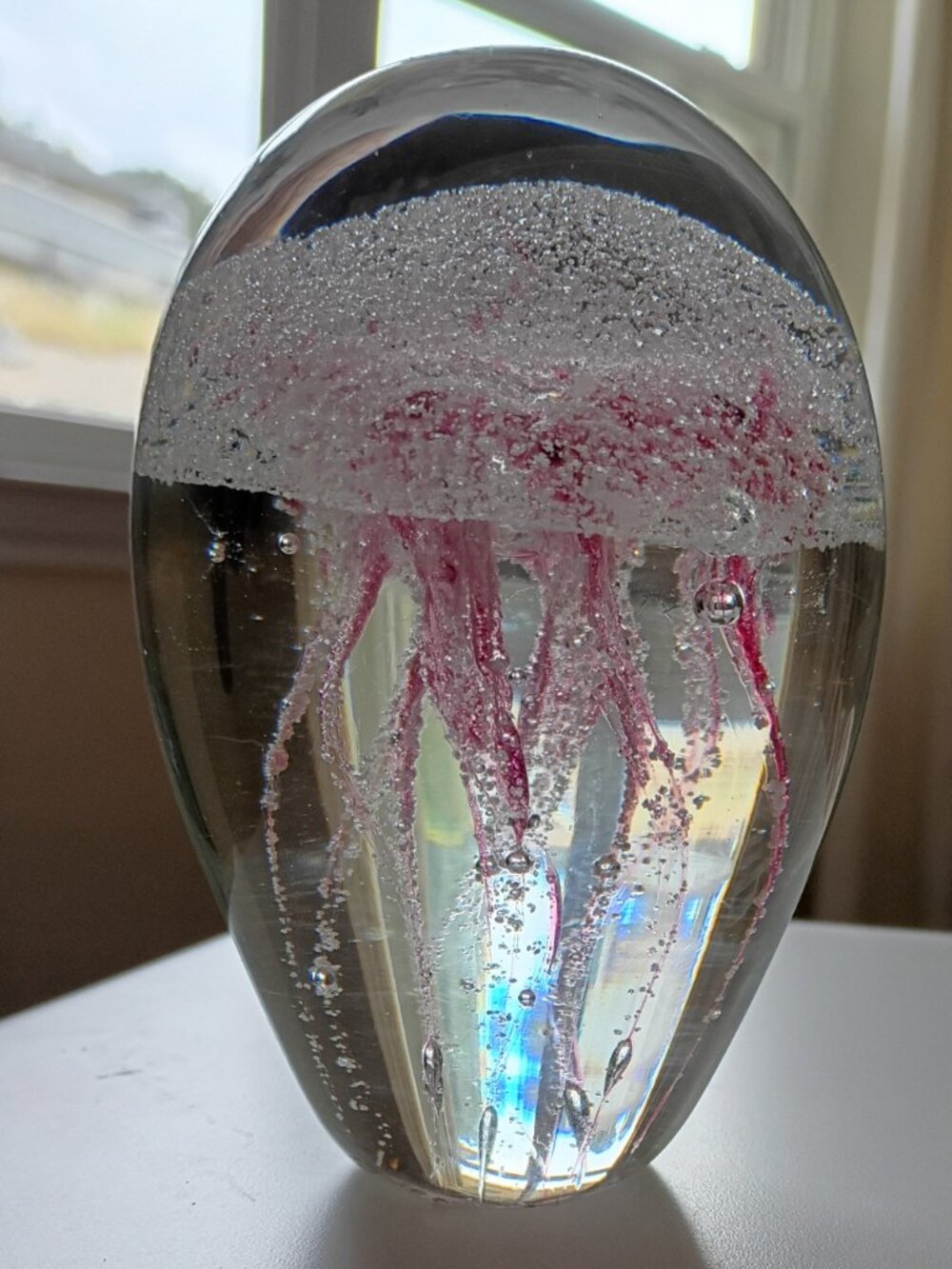 Vintage Hand Blown Art Glass Jellyfish Paperweight / Sculpture